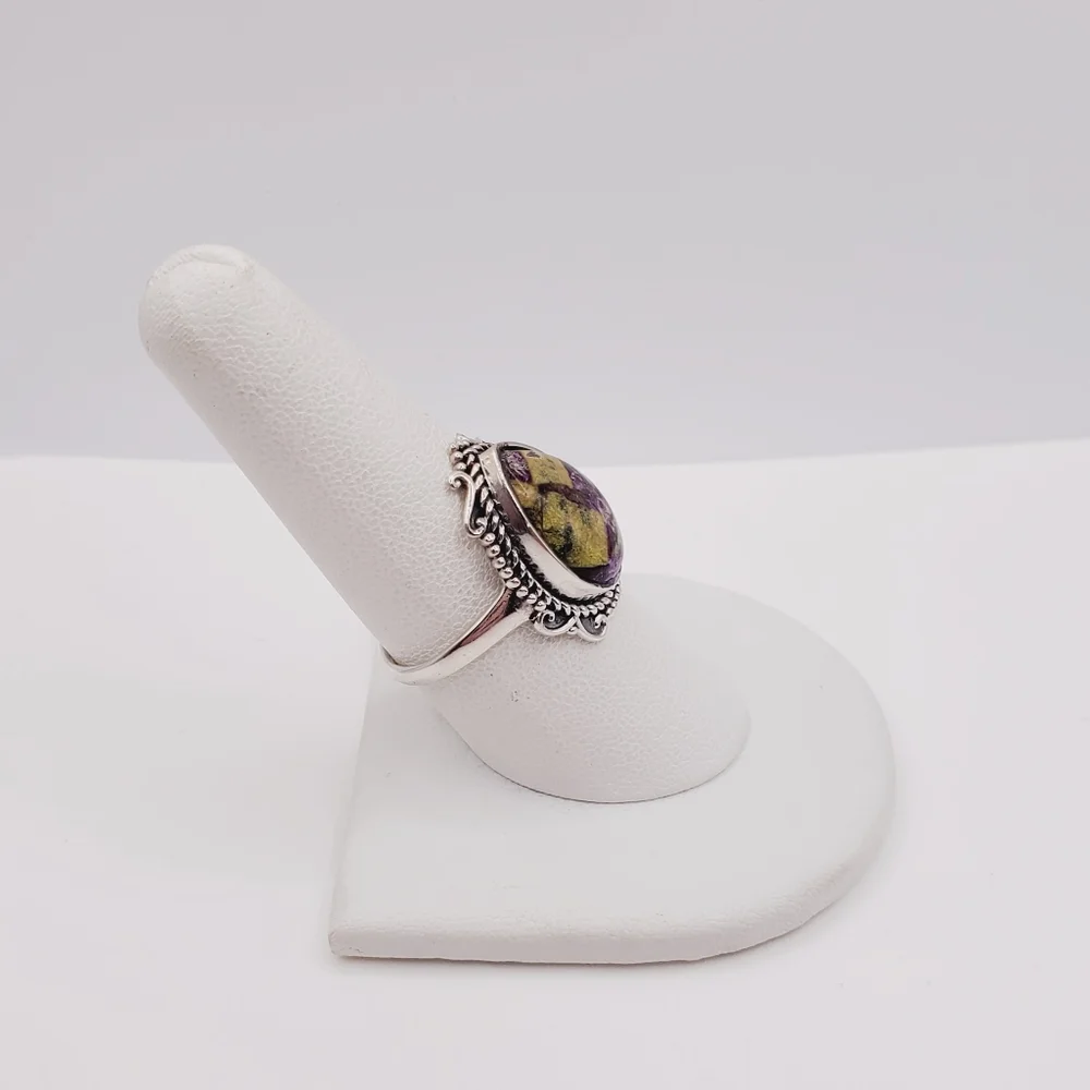 Pear Shaped Tasmanian Stichtite 925 Sterling Silver Artisan Statement Ring